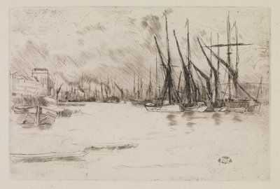 Fra Pickle-Herring Stairs, ca. 1878 (ætsning og tørnål på papir) af James Abbott McNeill Whistler